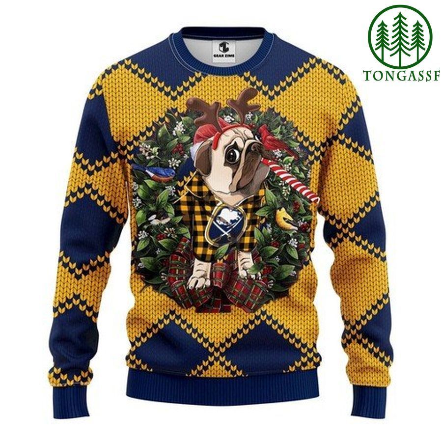 Nhl Buffalo Sabres Pug Dog and Candy Cane Christmas Ugly Sweater