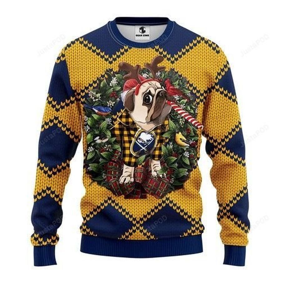 Nhl Buffalo Sabres Pug Dog Ugly Christmas Sweater All Over