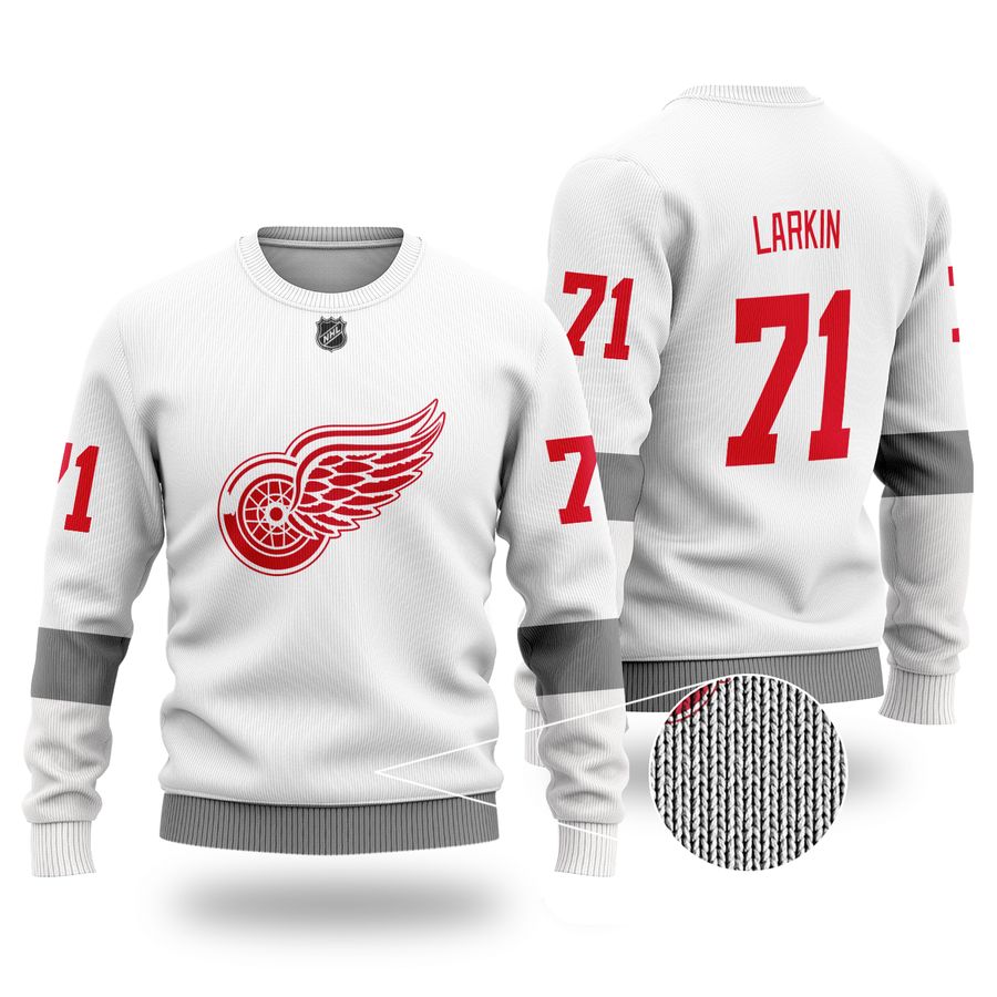 NHL DETROIT RED WINGS Larkin 71 white wool sweater