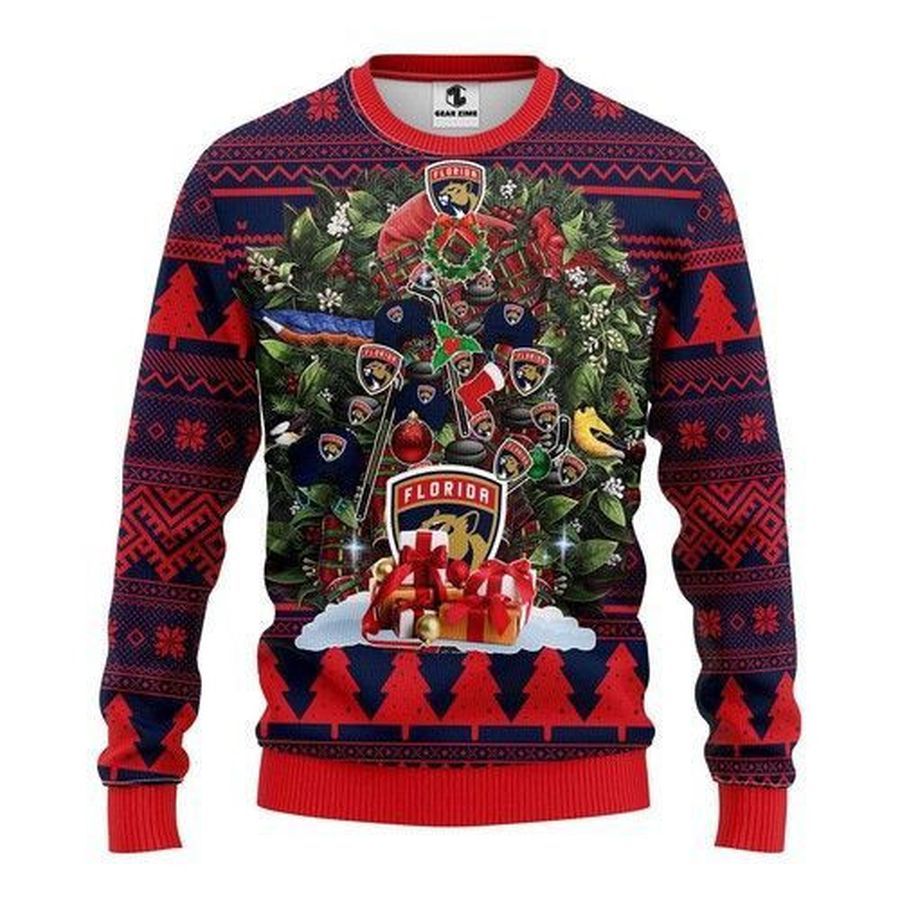 Nhl Florida Panthers Tree Christmas Ugly Christmas Sweater All Over