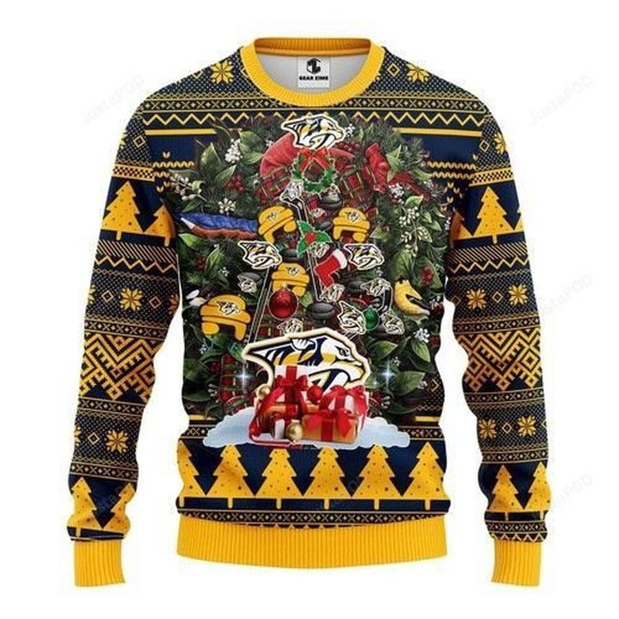 Nhl Nashville Predators Tree Ugly Christmas Sweater All Over Print
