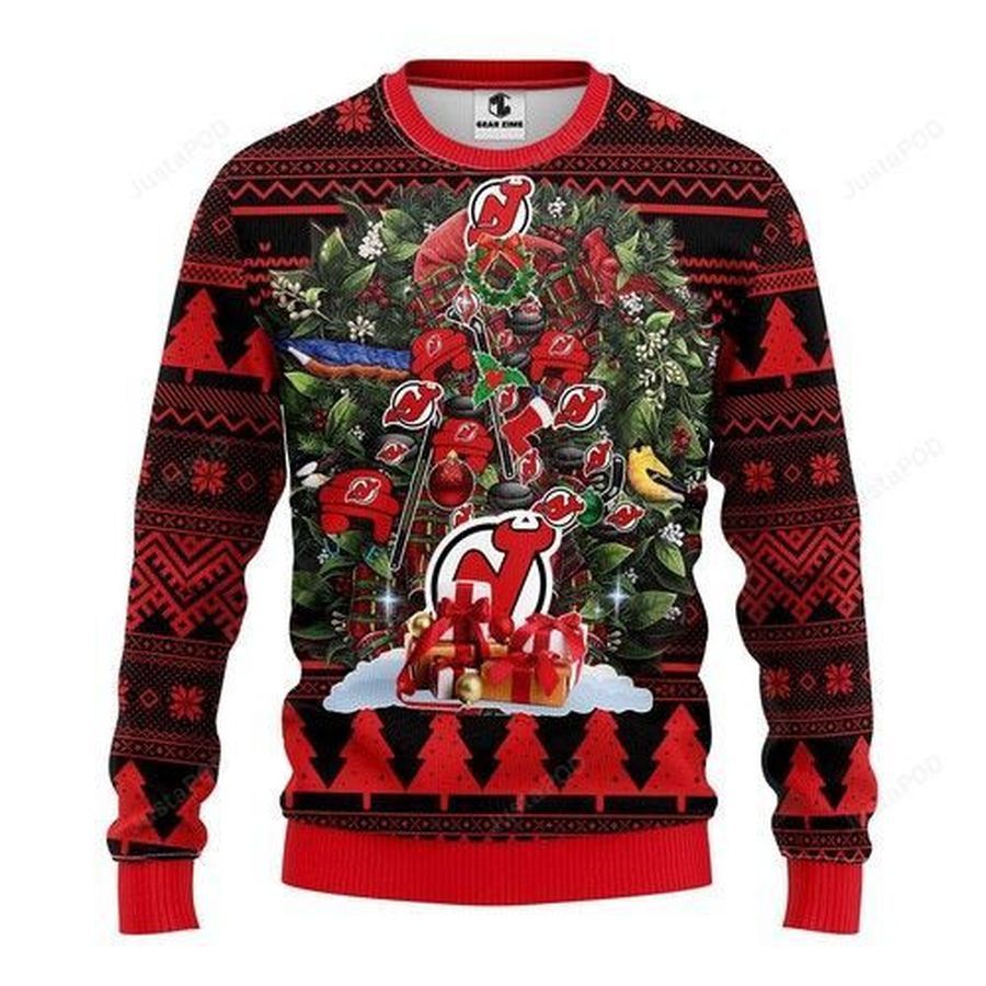 Nhl New Jersey Devils Tree Ugly Christmas Sweater All Over