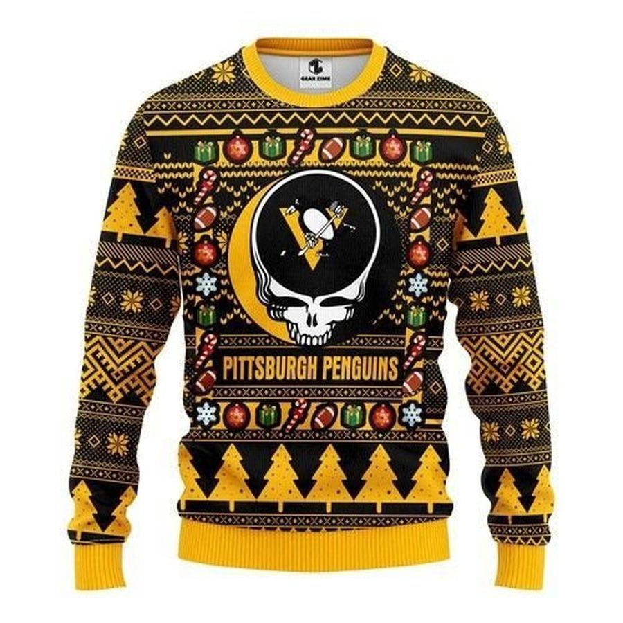 Nhl Pittsburgh Penguins Grateful Dead Ugly Christmas Sweater All Over