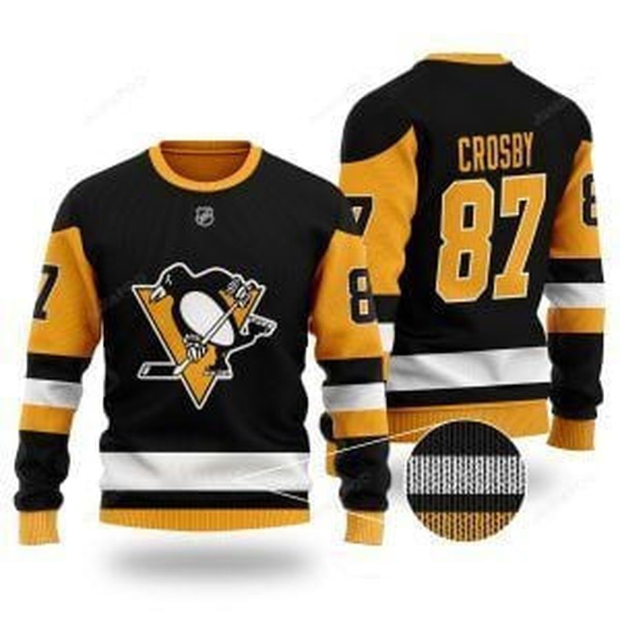 NHL Pittsburgh Penguins Sidney Crosby 87 black Ugly Sweater Ugly