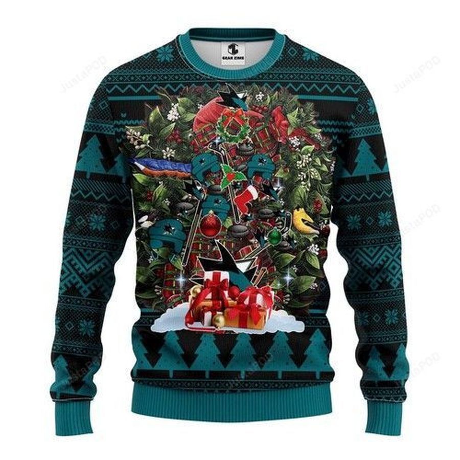 Nhl San Jose Sharks Tree Christmas Ugly Christmas Sweater All