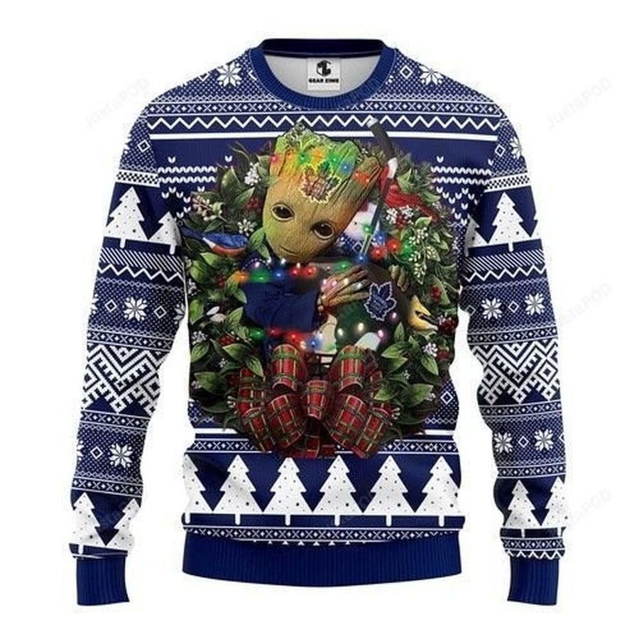 Nhl Toronto Maple Leafs Groot Hug Ugly Christmas Sweater All