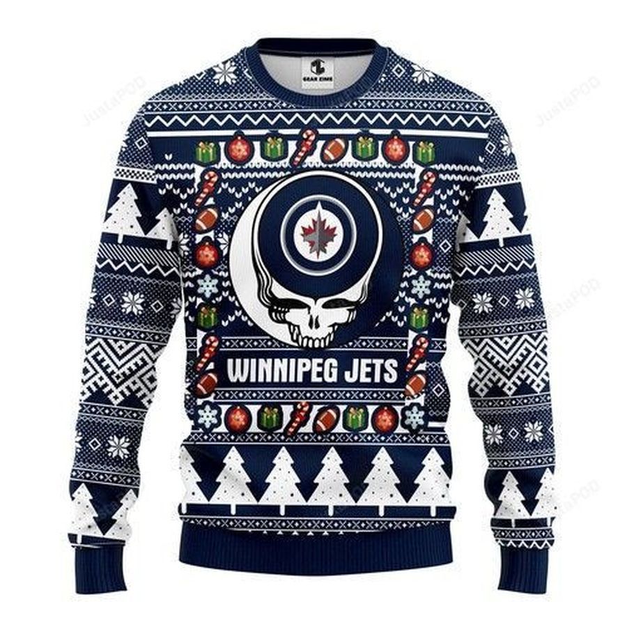 Nhl Winnipeg Jets Grateful Dead Ugly Christmas Sweater All Over