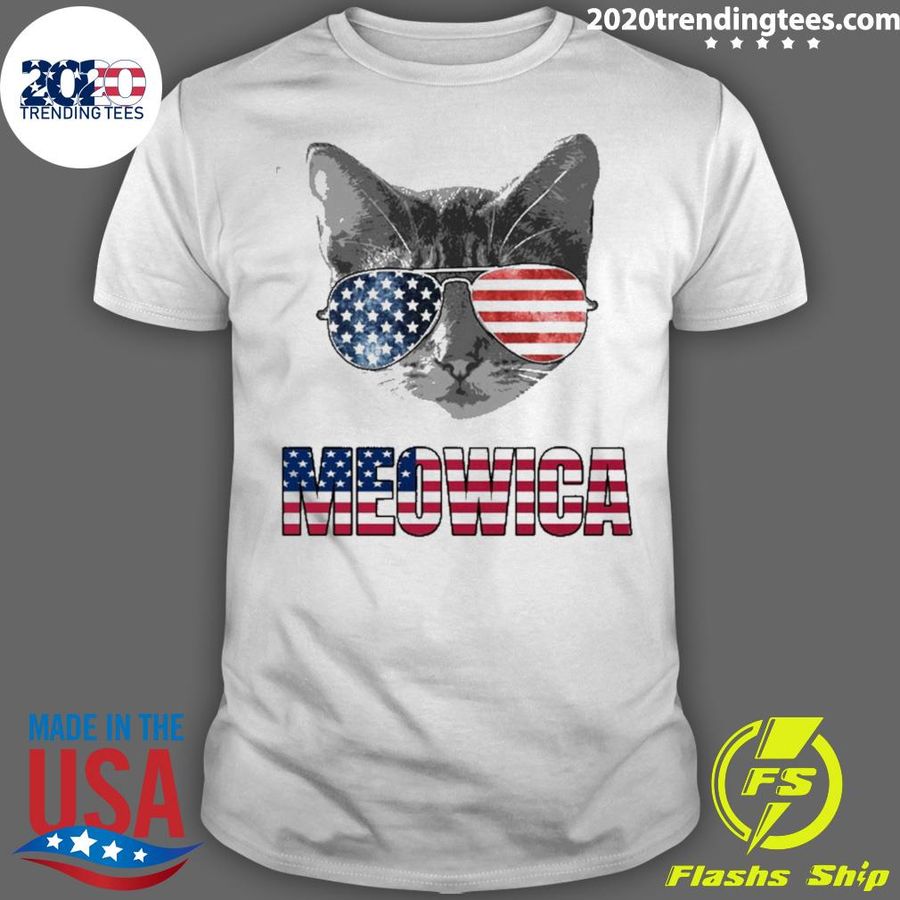 Nice 4Th Of July Patriotic Shirt Gift For Cat Lovers Meowica T-shirt
