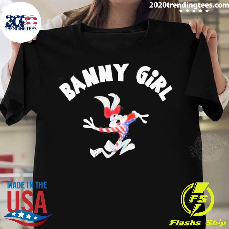 Nice bunny Girl Rabbit American Flag T-shirt