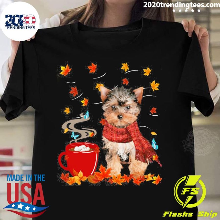 Nice fall Hot Chocolate YorkShire Terrier T-shirt