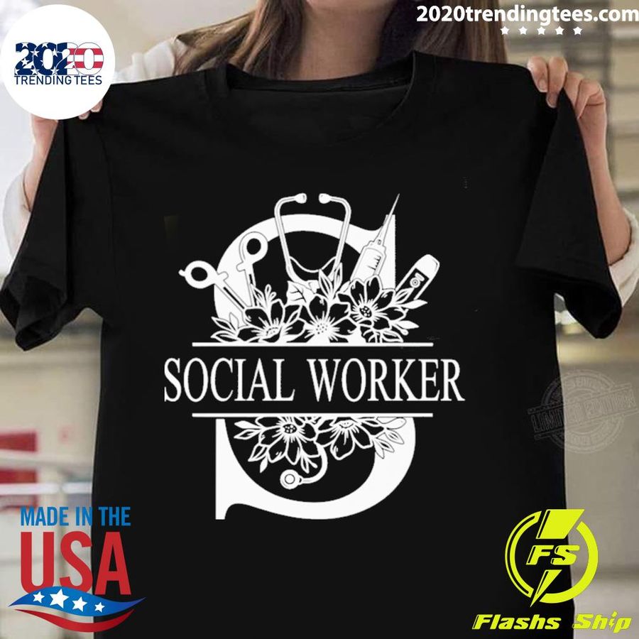 Nice nurse Split Floral Frame Social Worker T-shirt