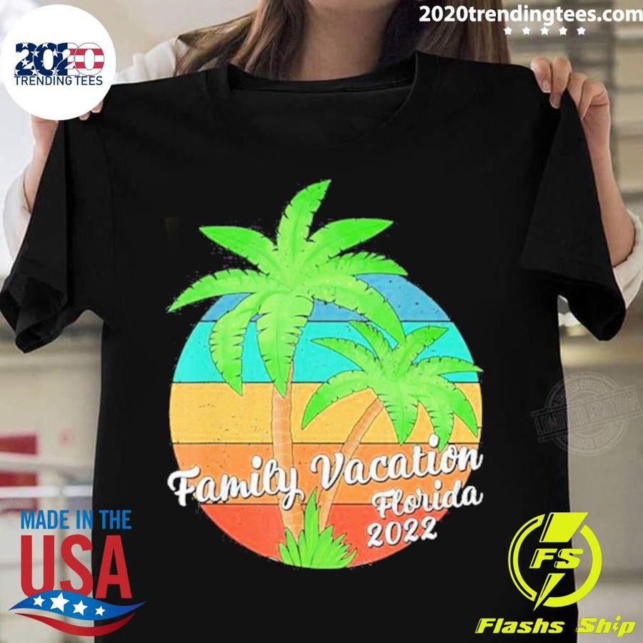 Nice palm Tree Vintage Sunset Family Vacation 2022 Florida Beach T-shirt