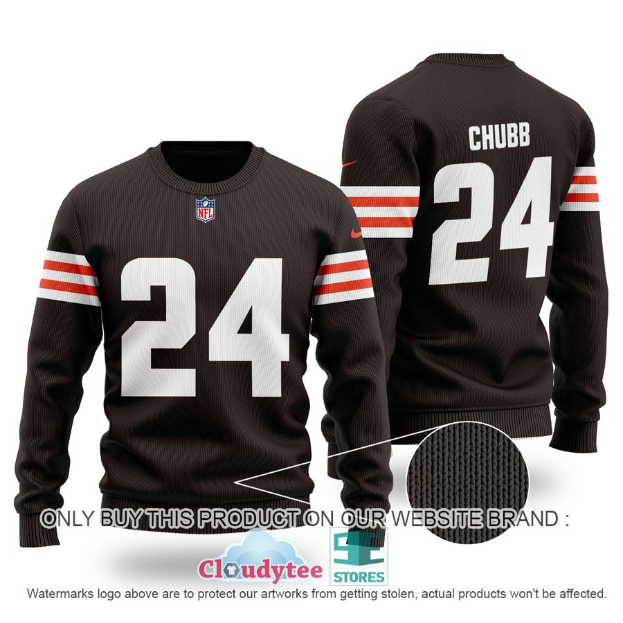 Nick Chubb 24 Cleveland Browns brown Ugly Sweater – LIMITED EDITION