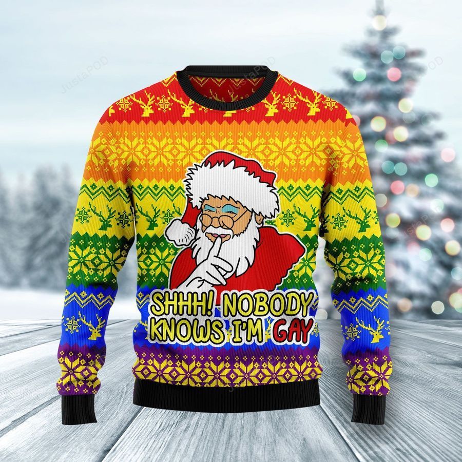 Nobody Knows Im Gay Ugly Christmas Sweater All Over Print