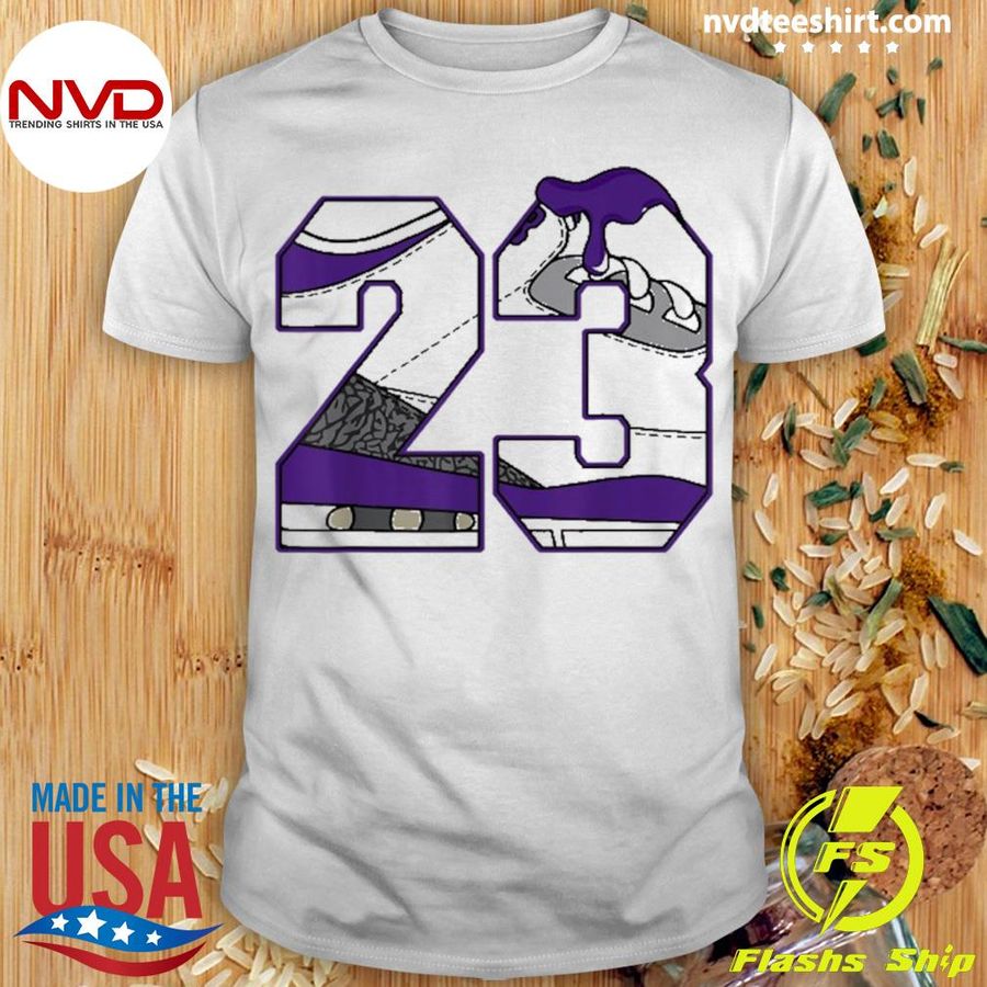 Number 23 Dripping Shoes Purple Dark Iris 3S Matching Shirt