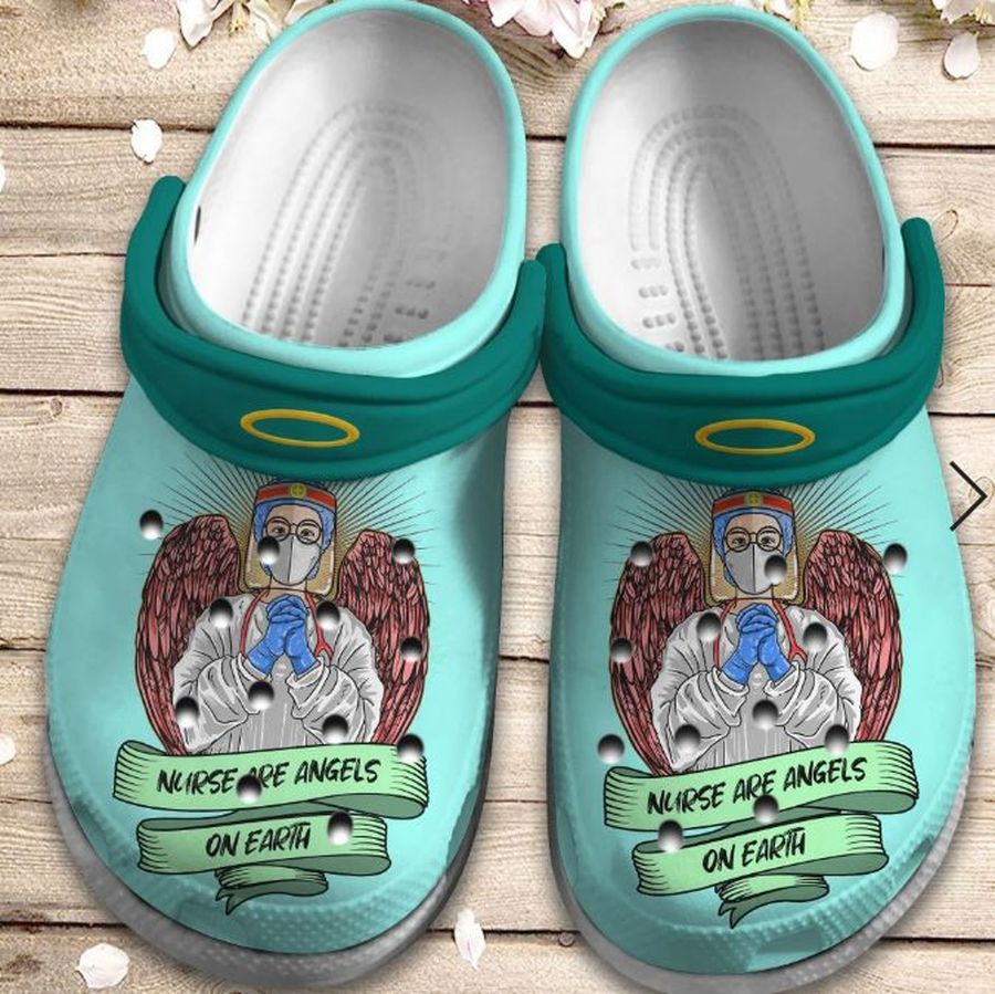 Nurse Are Angels On Earth Shoes Crocs Clogs Gift For Men Women - Angle-En