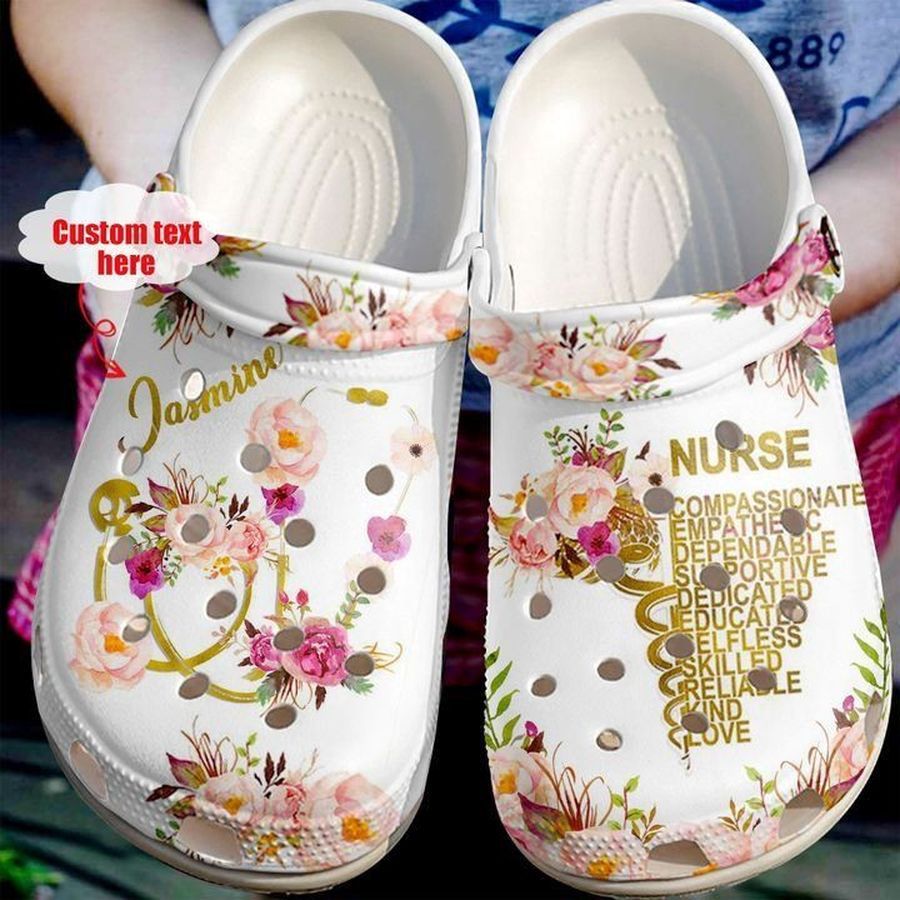 Nurse Crocs - Nurse Personalized Floral Crocs Clog Shoes