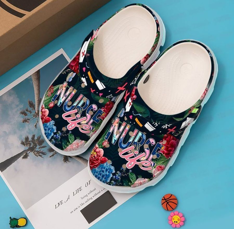 Nurse Floral Life V2 Sku 1624 Crocs Clog Shoes