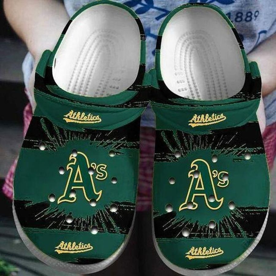 Oakland Athletics On Dark Green Crocs Crocband Clog Comfortable Water Shoes