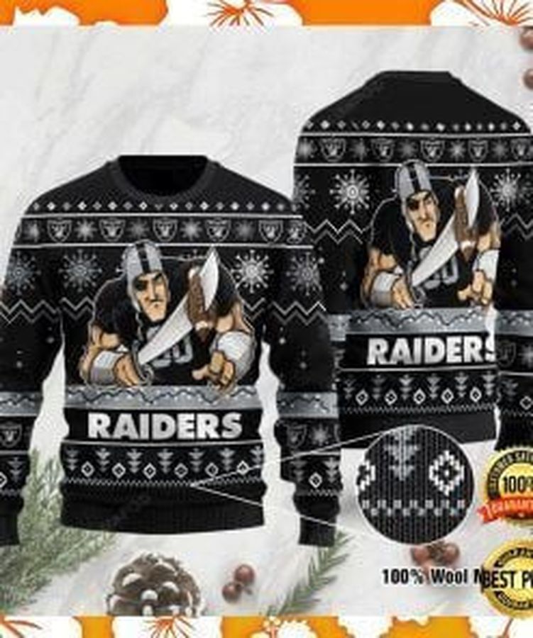 Oakland Raiders Ugly Christmas Sweater All Over Print Sweatshirt Ugly