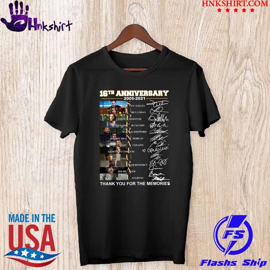 Official 16th Anniversary 2005-2021 Supernatural Thank You For The Memories Signatures Shirt
