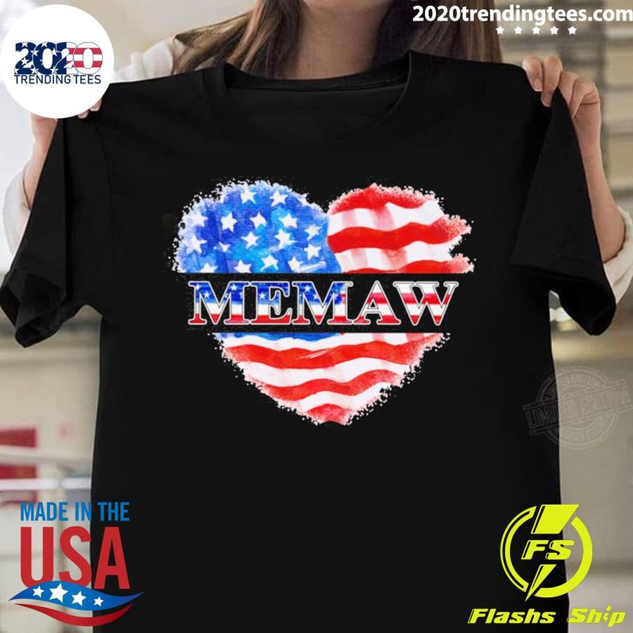 Official 4th Of July Memaw Heart Independence T-shirt