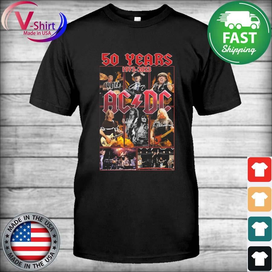 Official 50 years 1973 2023 AC DC band rock signatures shirt