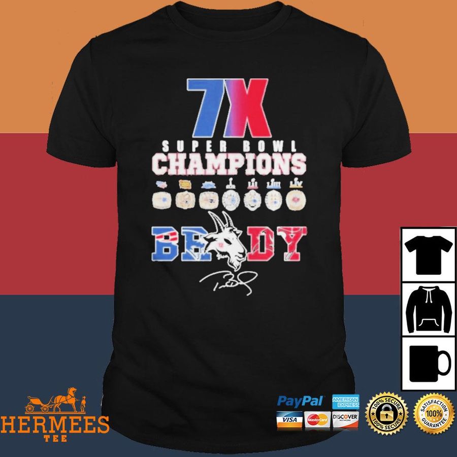 Official 7x Super Bowl Champions Tom Brady Goat Signature Shirt