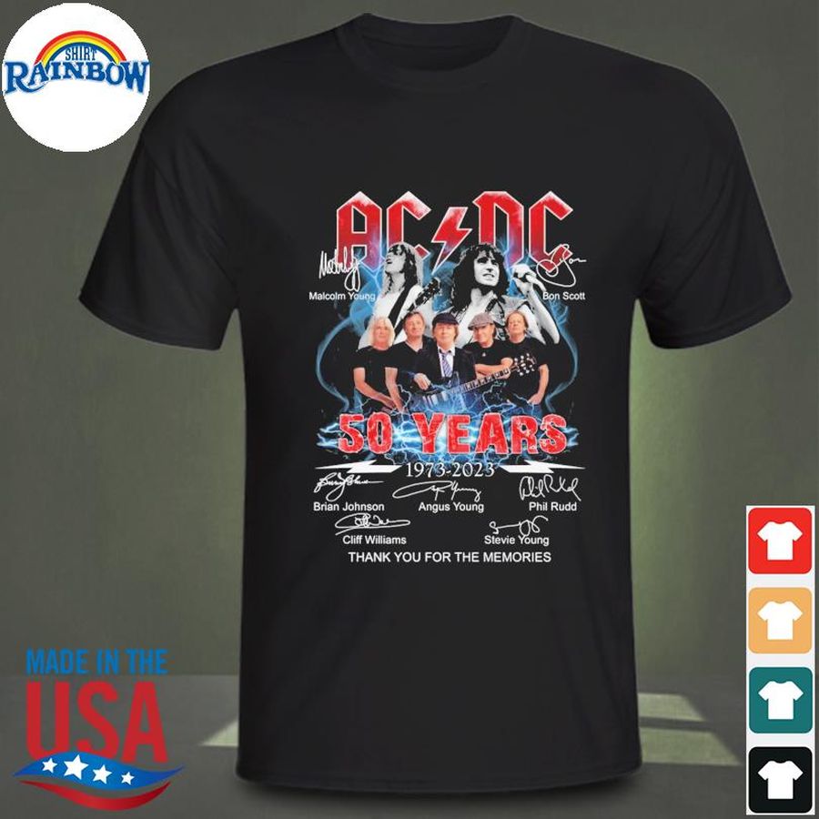 Official ACDC 50 years 1973 2023 thank you for the memories signatures shirt