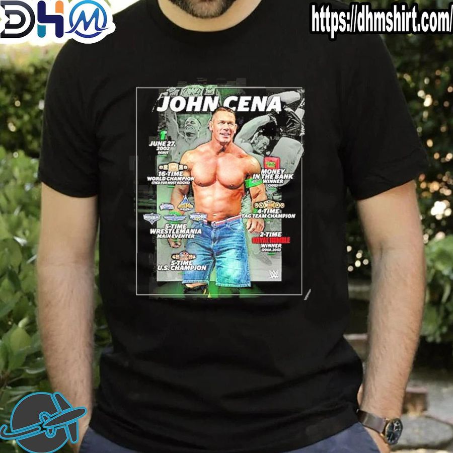 Official all titles of 20 years john cena in wwe cena month shirt