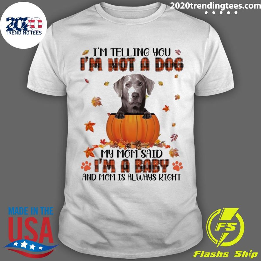 Official autumn Baby Silver Labrador I'm Telling You I'm Not A Dog My Mom Said I'm A Baby And Mom Is Always Right T-shirt