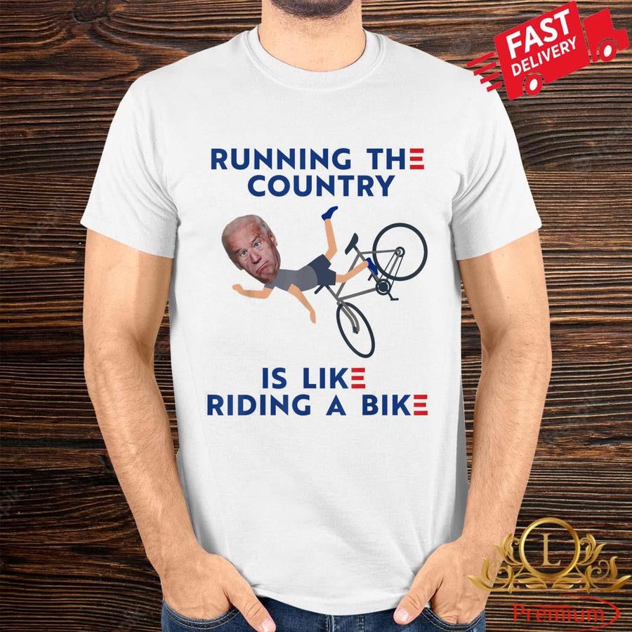 Official Biden Falls Off Bike Joe Biden Falling Off His Bicycle Funny T-Shirt