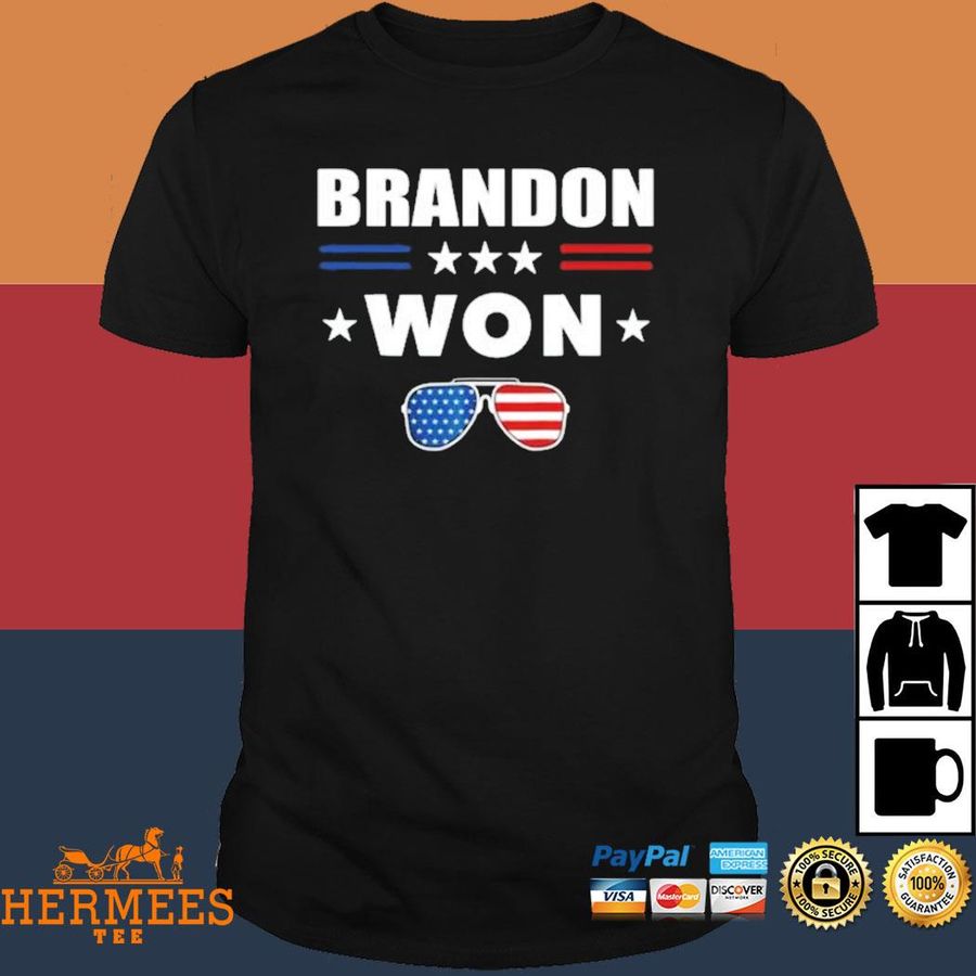 Official Brandon Won Us Flag Glasses T-shirt