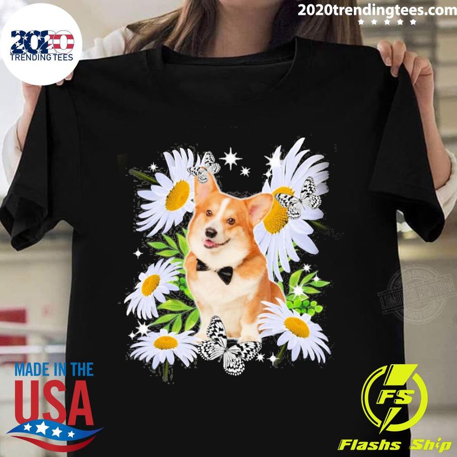 Official corgi Dog Daisy Flower T-shirt