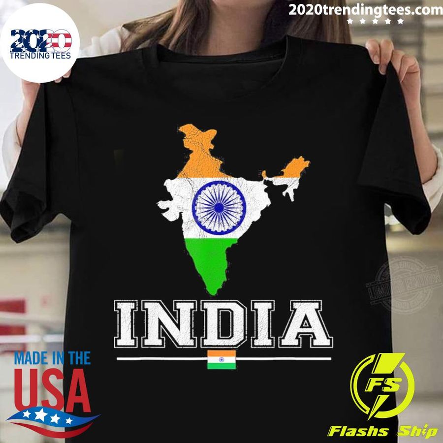 Official flag Souvenir Indian Map Distressed India T-shirt