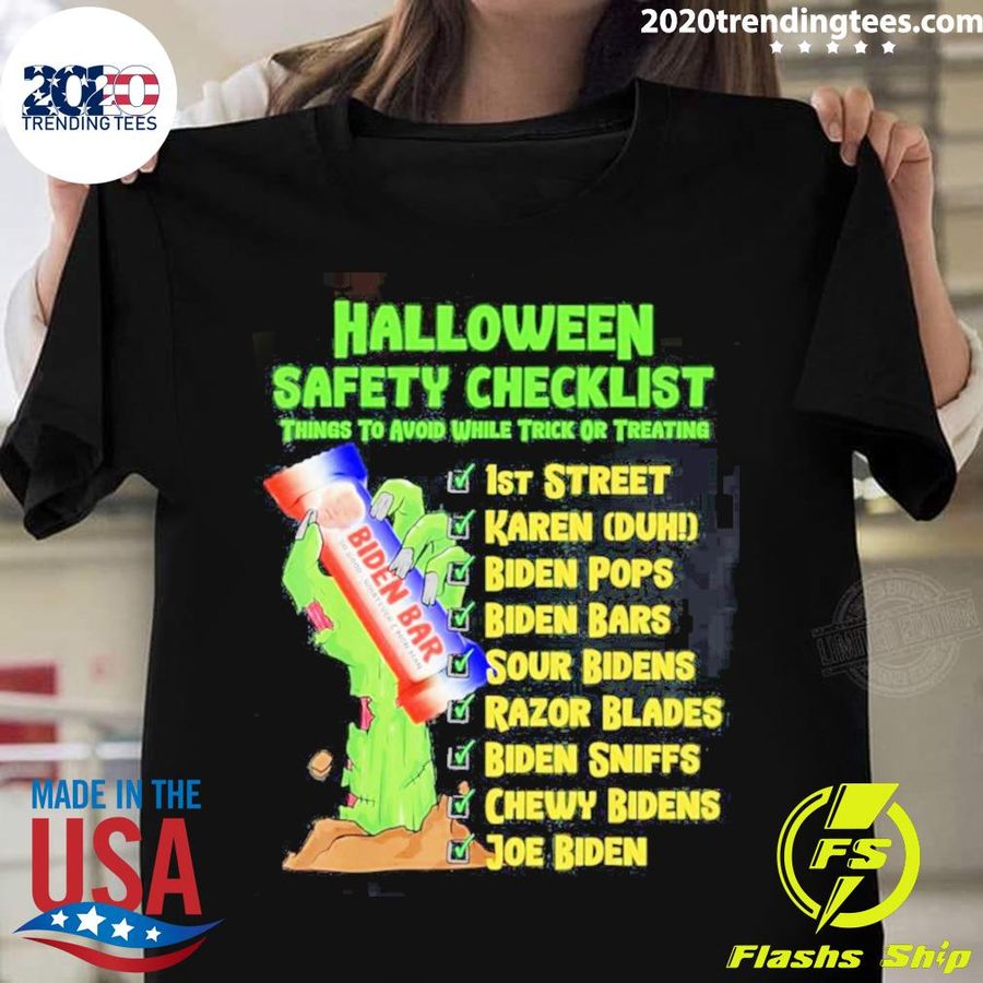 Official halloween Safety Checklist Joe Biden Meme T-shirt