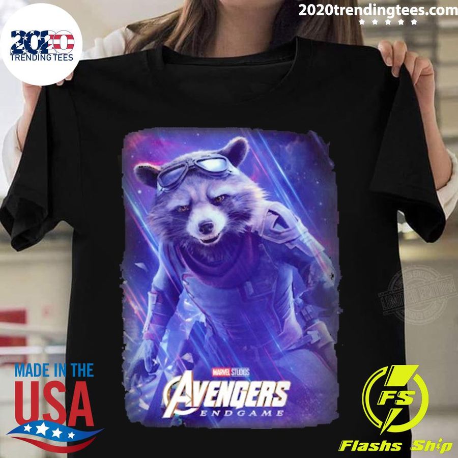 Official marvel Avengers Endgame Rocket Raccoon Galactic Space Poster Pullover T-shirt
