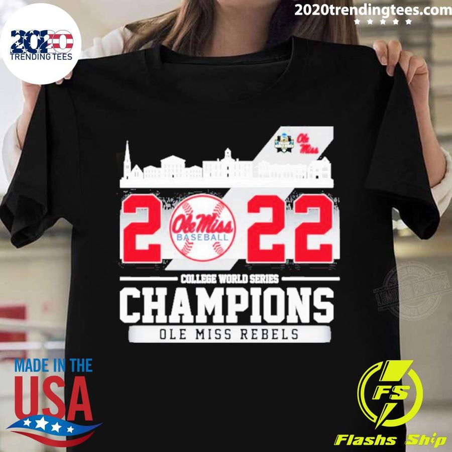 Official ole Miss Rebels Skyline NCAA 2022 Men’s Baseball College World Series Champions T-shirt