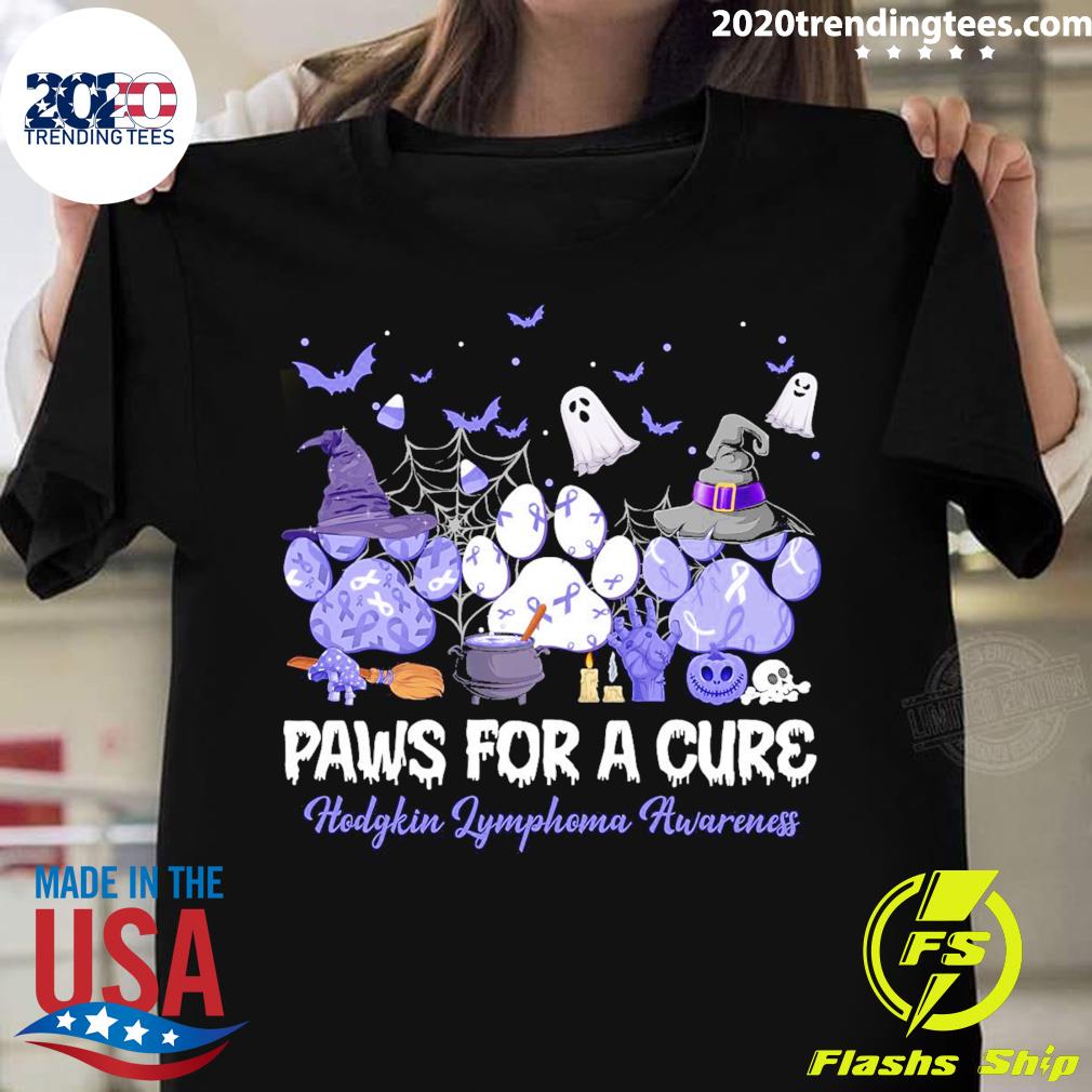 Official paws For A Cure Hodgkin Lymphoma Awareness Halloween T-shirt