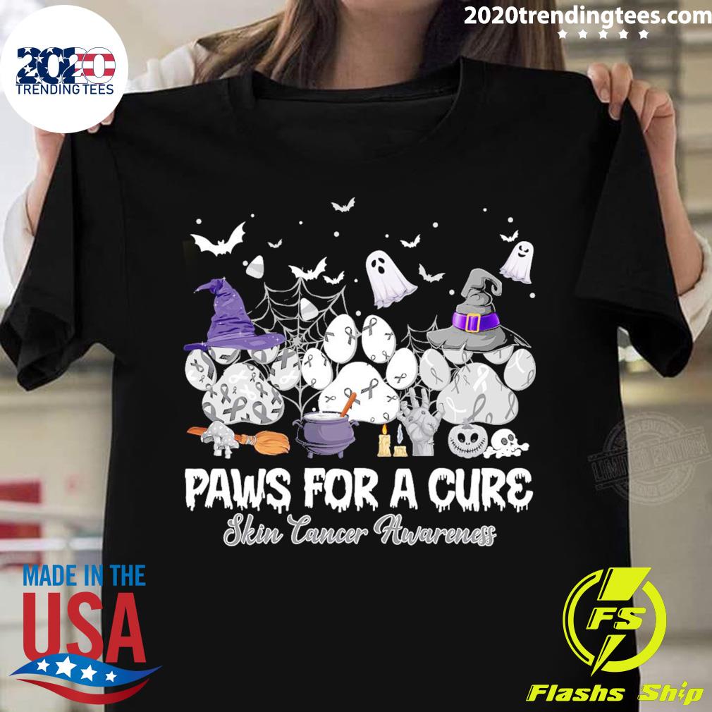 Official paws For A Cure Skin Cancer Awareness Halloween T-shirt
