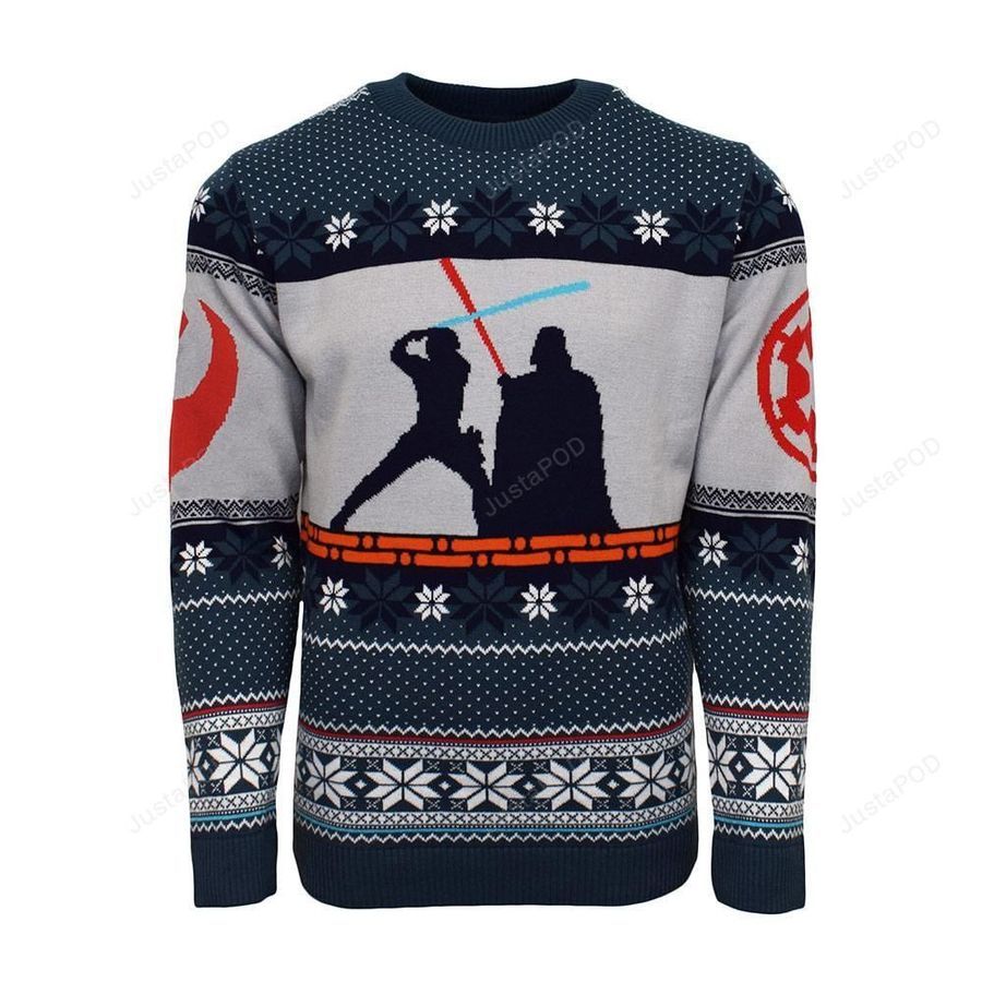 Official Star Wars Luke Vs Darth Christmas Ugly Sweater Ugly