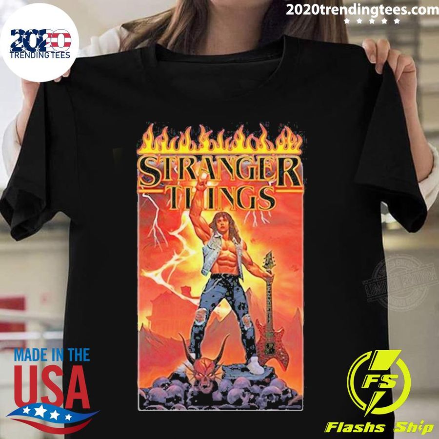 Official stranger Things 4 Eddie Munson Metal Ringer T-shirt