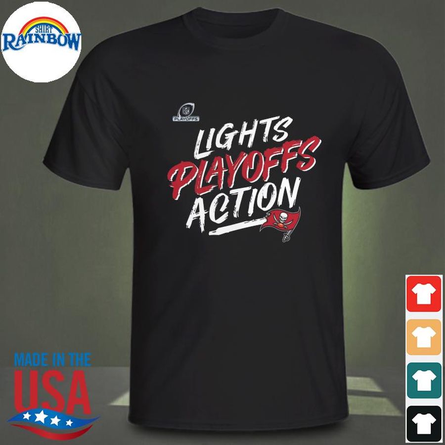 Official Tampa Bay Buccaneers 2021 NFL Playoffs Bound Lights Action Shirt
