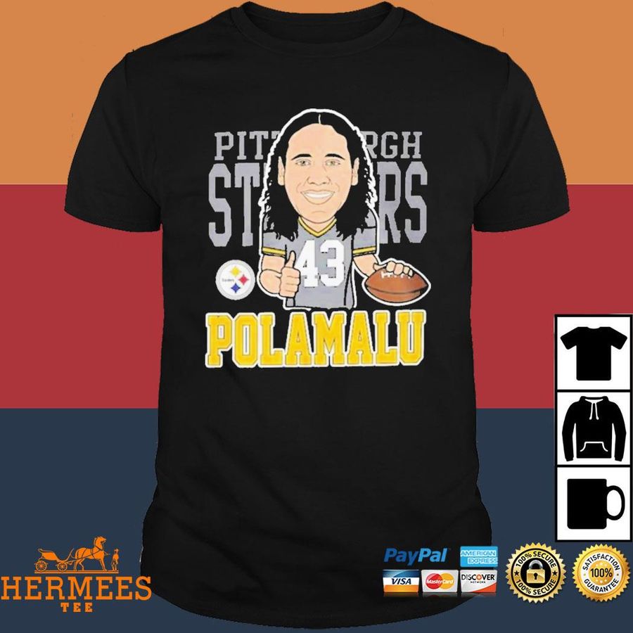 Official Troy Polamalu Pittsburgh Steelers Mitchell And Ness Youth Caricature Shirt