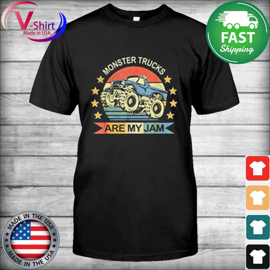 Official Vintage Monster Truck Are My Jam Retro Sunset Cool Engines T-Shirt