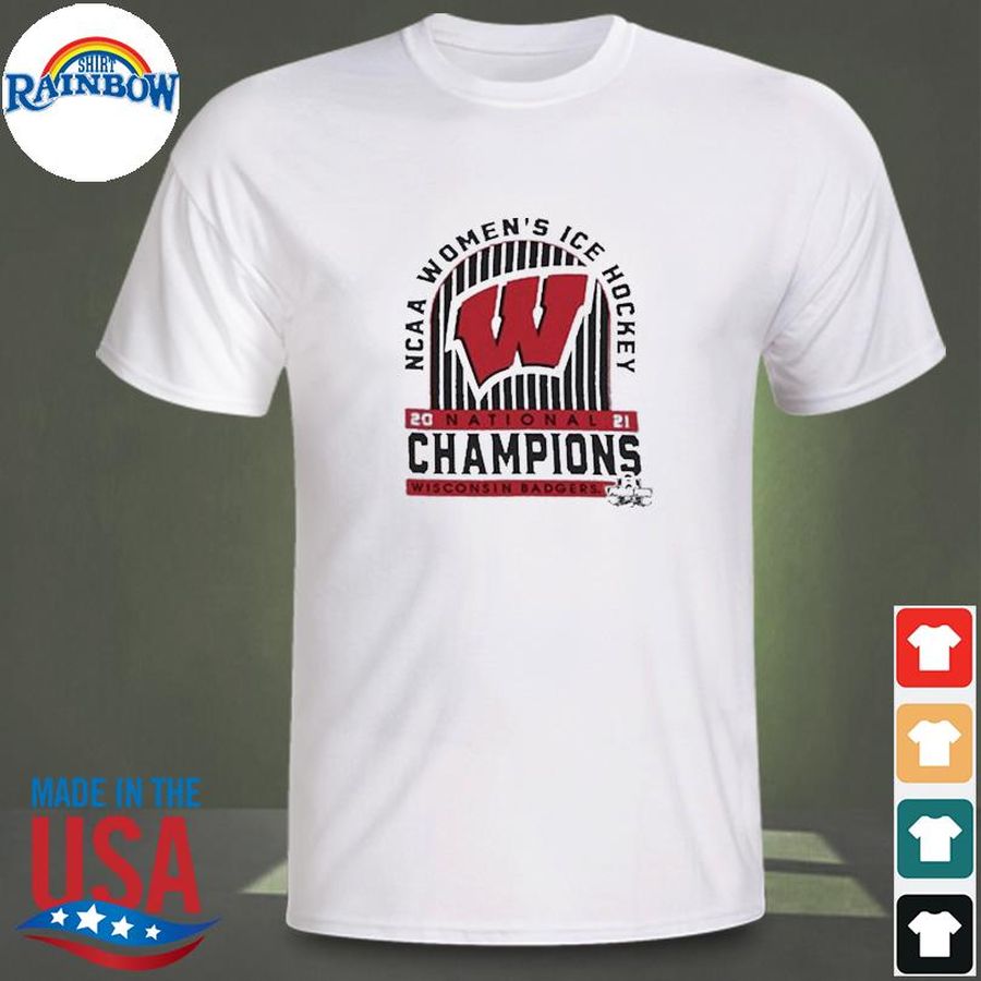 Official Wisconsin Badgers Gray 2021 Women's Hockey National Champions Locker Room T-Shirt