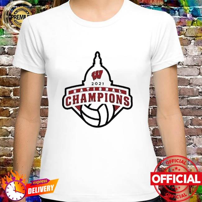 Official Wisconsin Badgers White 2021 Volleyball National Champions Official Department T-Shirt