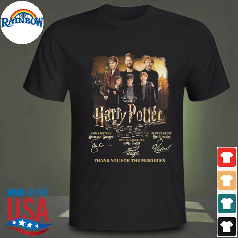 Official Wizarding World Harry Potter thank you for the memories signatures shirt