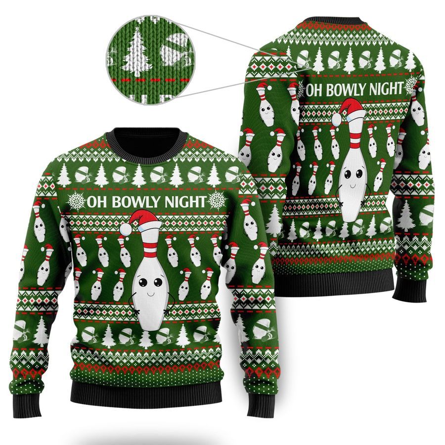 Oh Bowly Night Ugly Sweater With Christmas Patterns