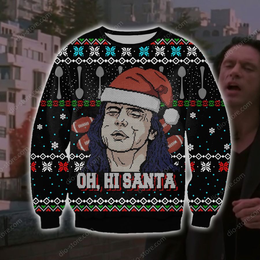 Oh Hi Santa Knitting Pattern 3D Print Ugly Sweater Hoodie All Over Printed Cint10571, All Over Print, 3D Tshirt, Hoodie, Sweatshirt, Long Sleeve